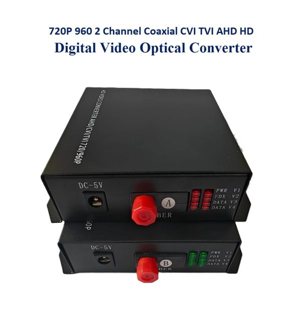 720P 960 2 Channel Coaxial CVI TVI AHD HD Digital Video Optical Converter " - Image 3