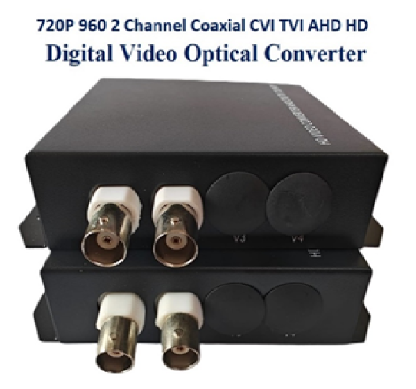 720P 960 2 Channel Coaxial CVI TVI AHD HD Digital Video Optical Converter